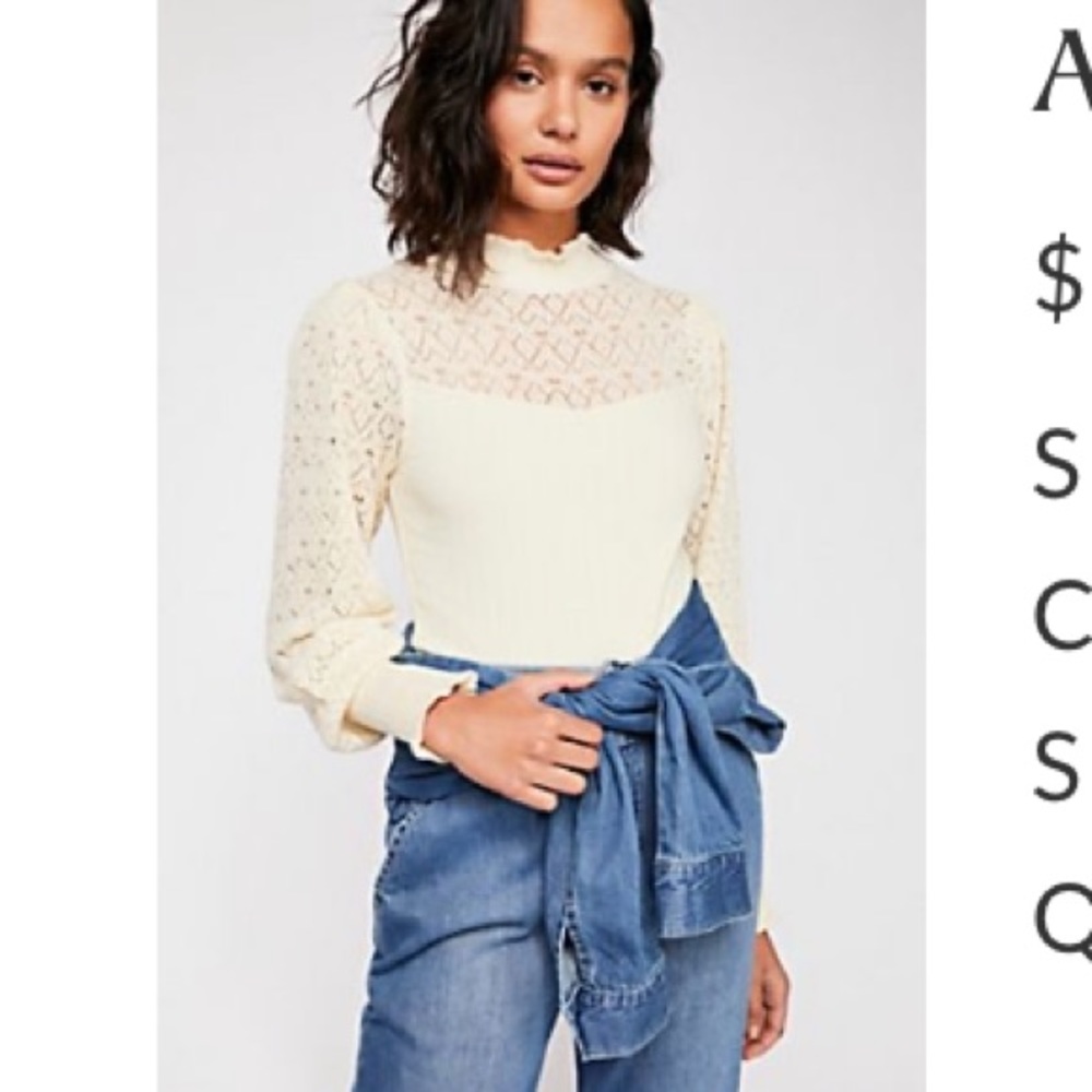 Free People Alpine Swift Top Ivory XS